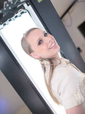 Inexperienced Blond Anna Eats Jizz