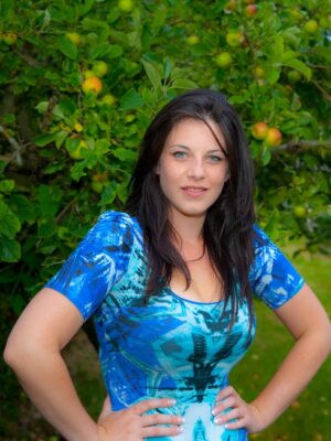 Outside in a dress