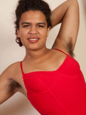 Yonique, the hairy female inside the red dress