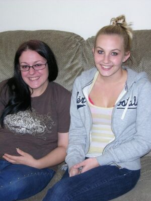 Little Breasted Teen And A Glasses Wearing Aged BBW Modeling In nature’s garb